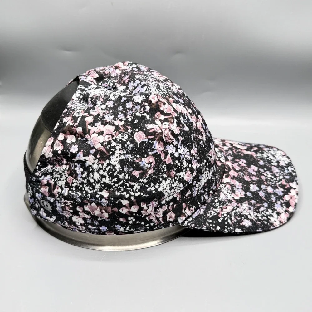 Lululemon Baller Hat Floral Spritz Ponytail Cap Black Pink Performance Stretch